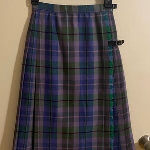 Elegant Plaid A-Line Skirt in Purple and Green